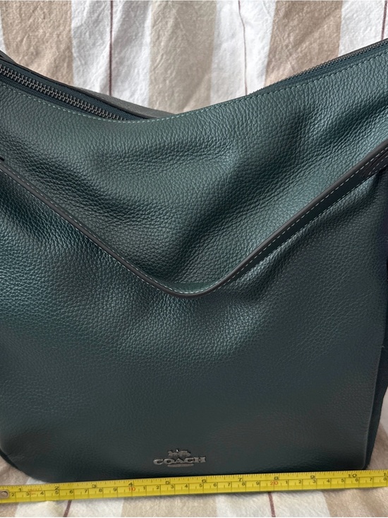 Coach Handbags - COACH Pebbled Leather Shoulder Hobo in Forest Green